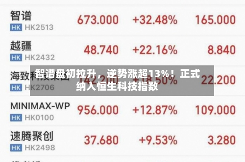 智谱盘初拉升,逆势涨超13%!正式纳入恒生科技指数