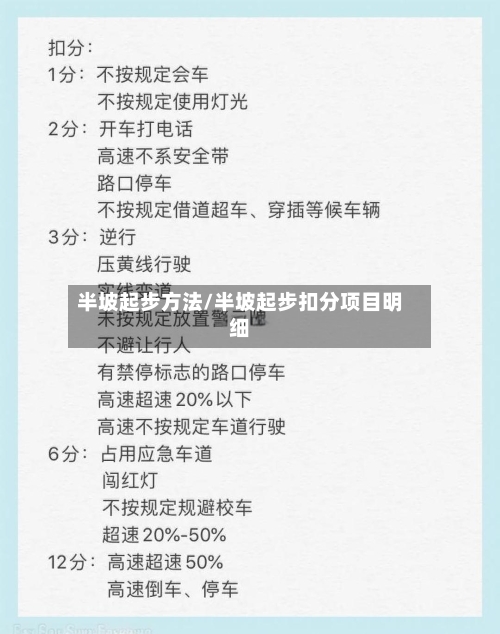 半坡起步方法/半坡起步扣分项目明细