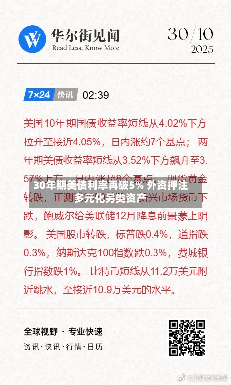 30年期美债利率再破5% 外资押注多元化另类资产